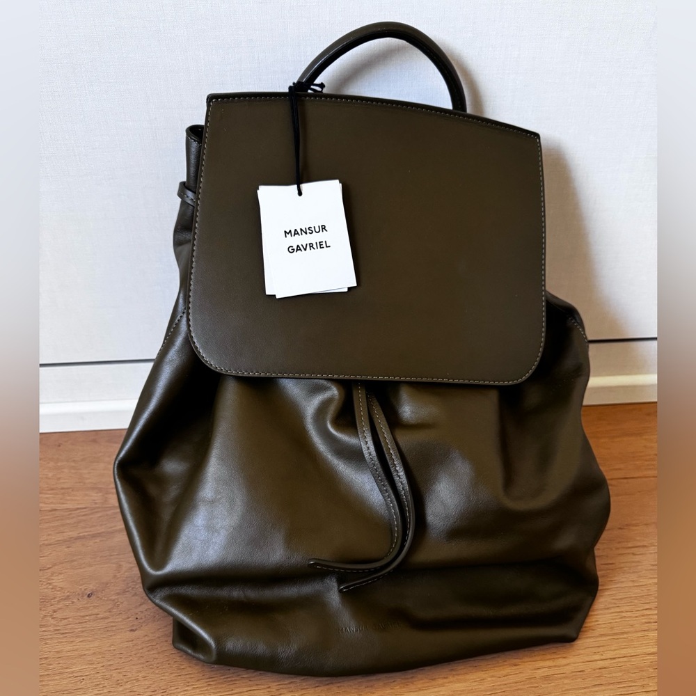 Mansur Gavriel Olive Green Green Leather Backpack